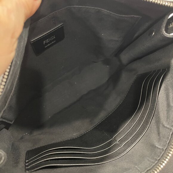 Fendi Vitello Grace Zucca Embossed FF 1974 Embossed Flat Pouch Black (JB1128) - Picture 7 of 9
